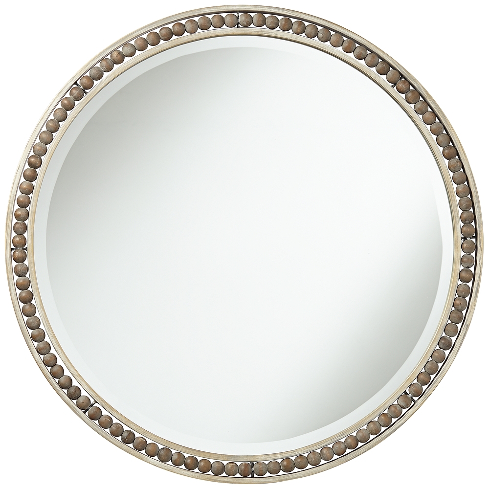 Lorson 31 1/2" Round Metal and Wood Bead Wall Mirror - Style # 76G99 - Image 0