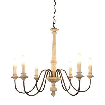 Wooden 6-Light Candle Style Classic / Traditional Chandelier - Image 0