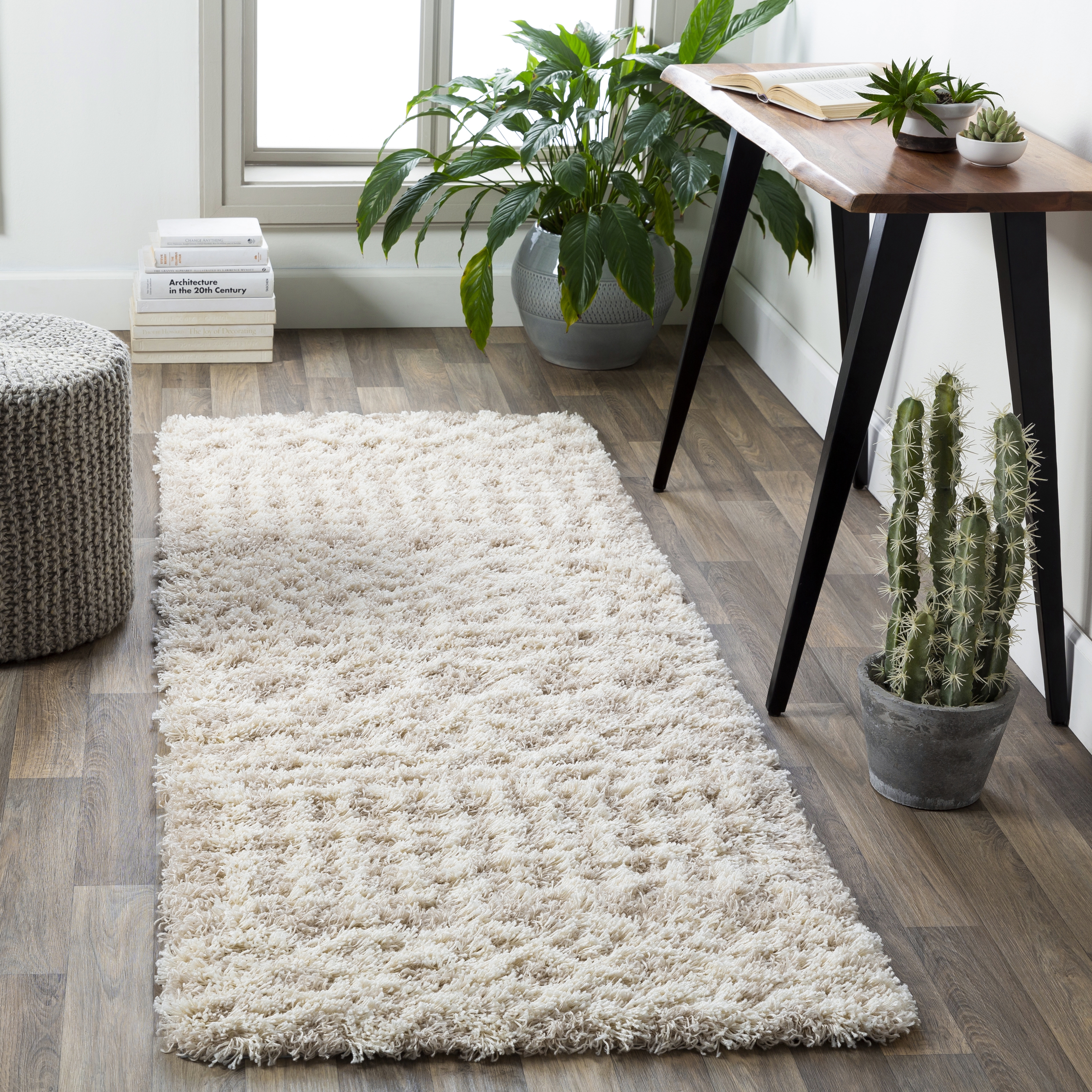 Urban Shag Beige Indoor 2'7" x 7'3" Machine Woven Rug - Image 1