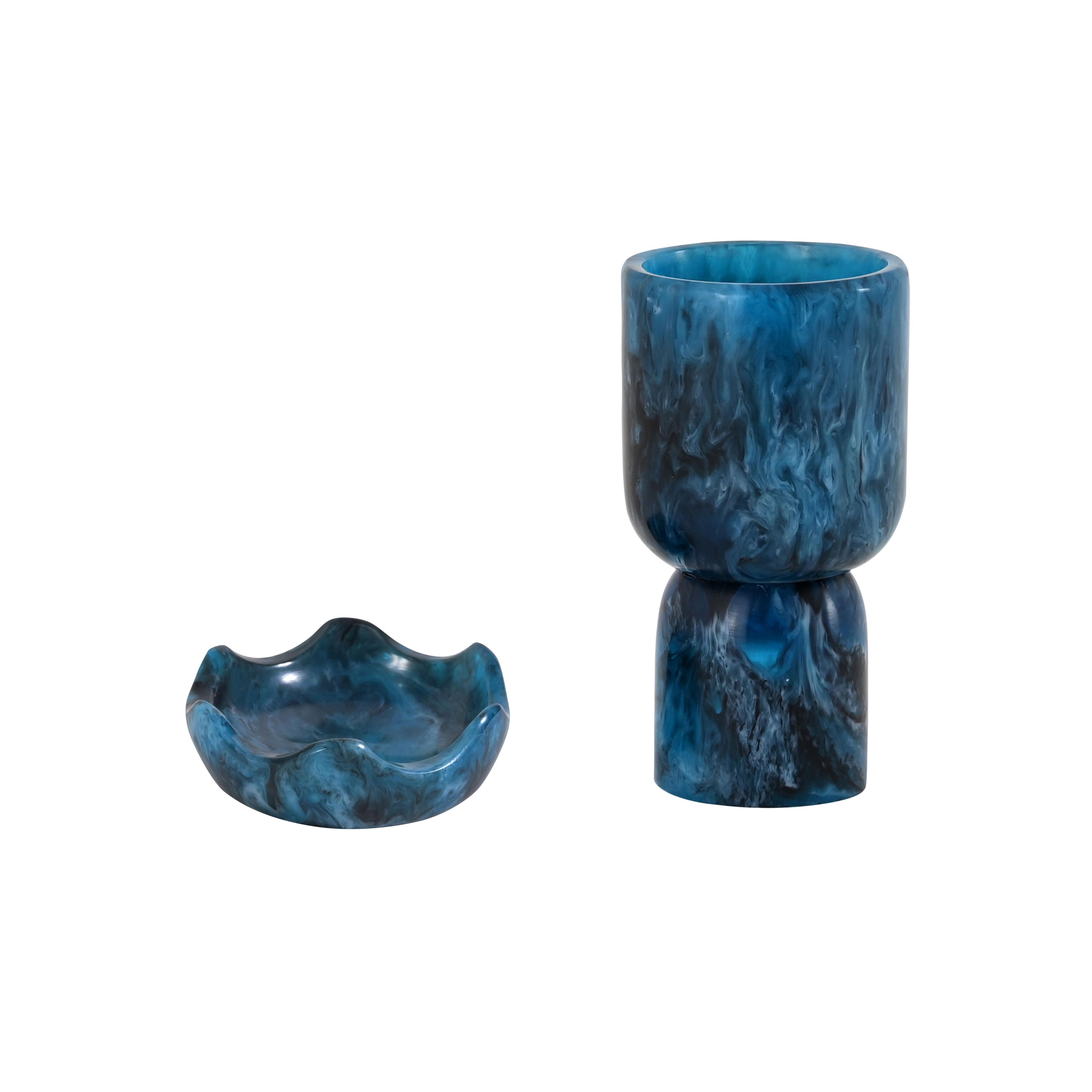 Platform Blue Swirl Resin Kiddush Cup - Image 1