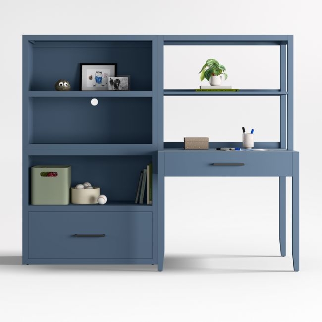 Ever Simple Modular Slate Blue Wood Kids Workspace Suite - Image 0