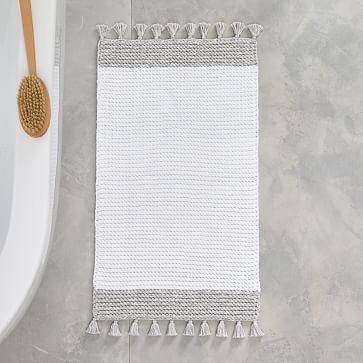 Organic Space Dyed Hand Knit Bath Mat, Frost Gray, 17"x25' - Image 2