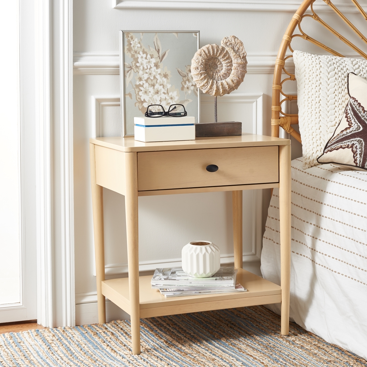 Boden 1 Drawer Nightstand - White Washed - Safavieh - Image 1