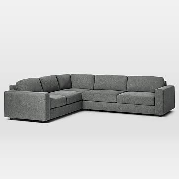 Urban Sectional Set 08: Left Arm 2 Seater Sofa, Corner, Right Arm 3 Seater Sofa, Down Fill, Chenille Tweed, Pewter, - Image 0
