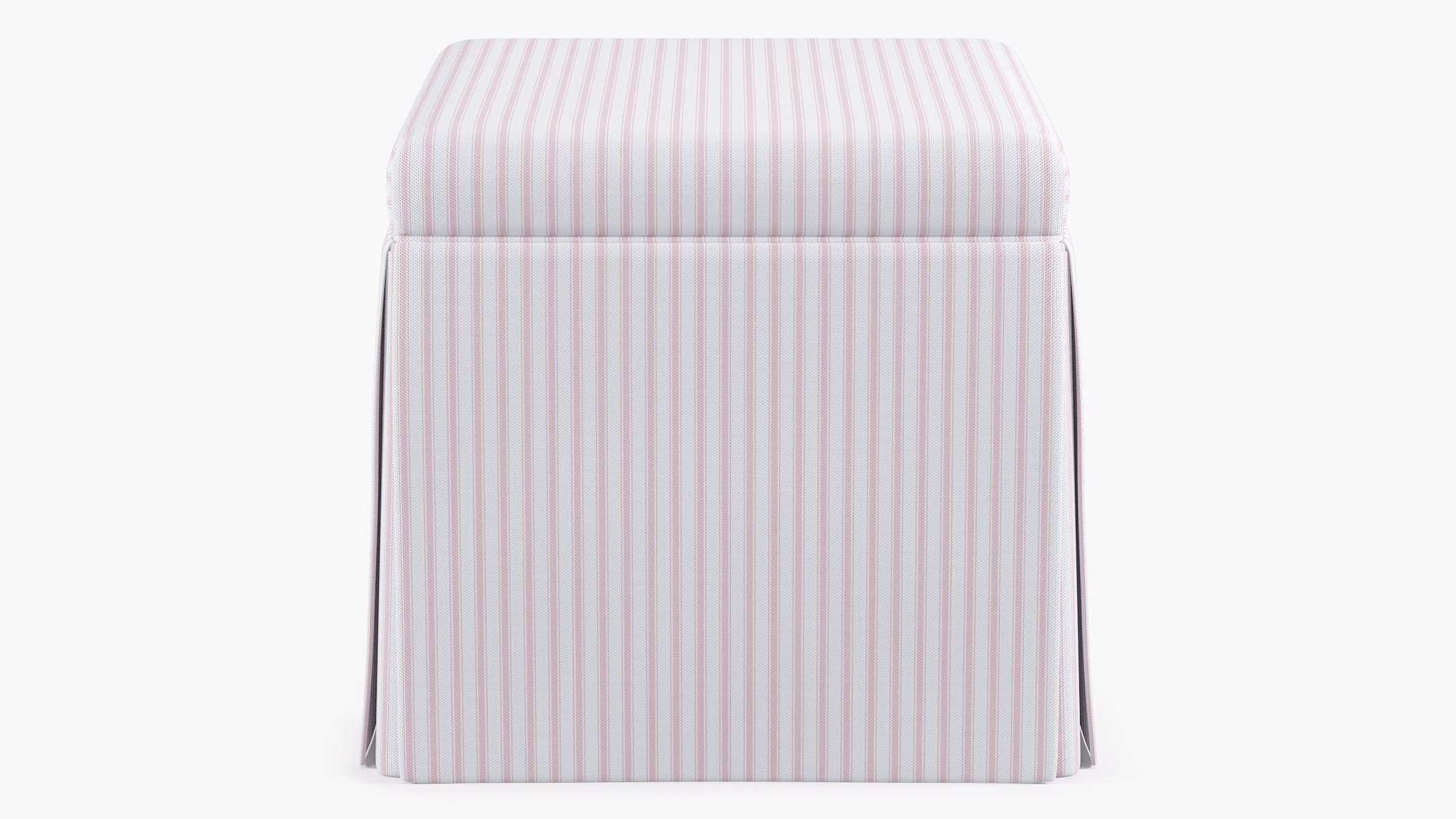 Skirted Storage Ottoman, Pink Classic Ticking Stripe - Image 0