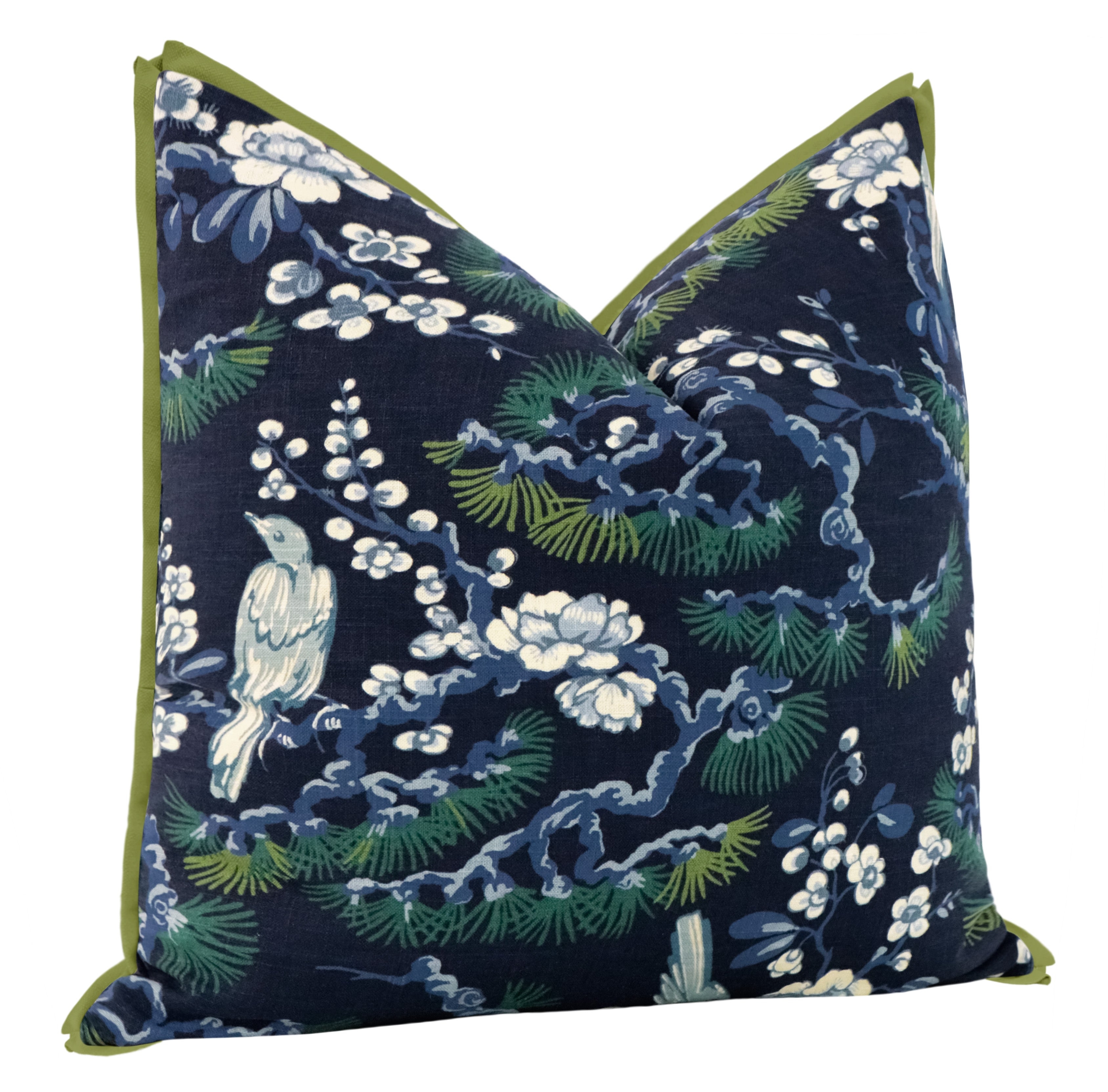 TRELLIS LINEN PRINT // NAVY BLUE | LDC - SAMPLE 4" X 4" / BUTTERFLY FLANGE / Olive - Image 2
