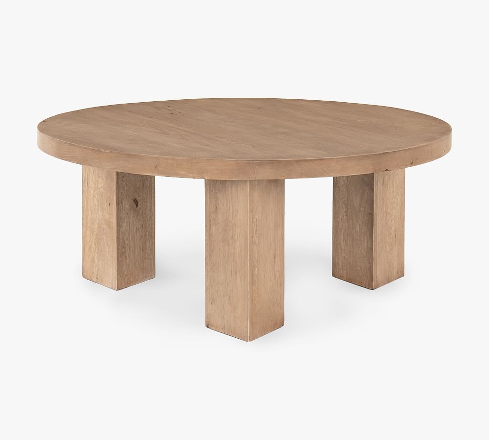 Hamlete 38" Round Coffee Table, Light Brushed Parawood - Image 0