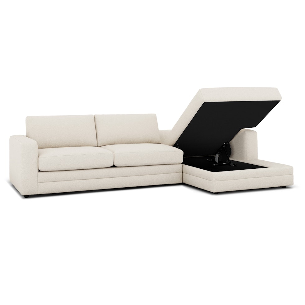 Riley 118" Right Storage Sleeper Sectional - Ivory Wool Bouclé - Image 2