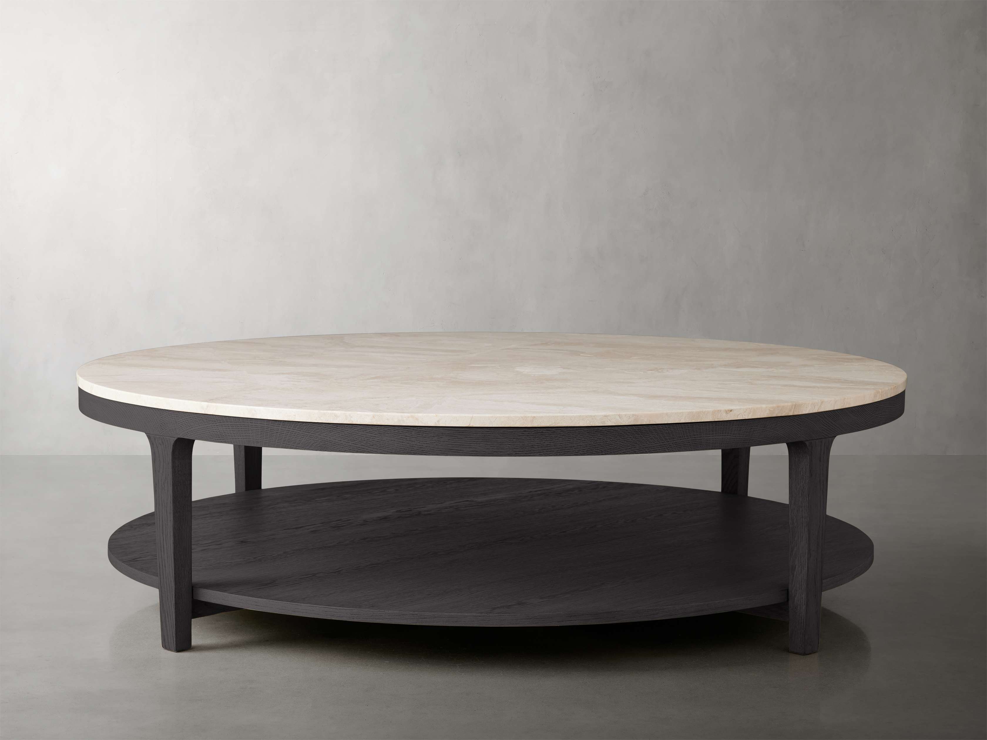 Danny Round Coffee Table in Stone Natural  Ebony/Royal Cream 42" - Image 0