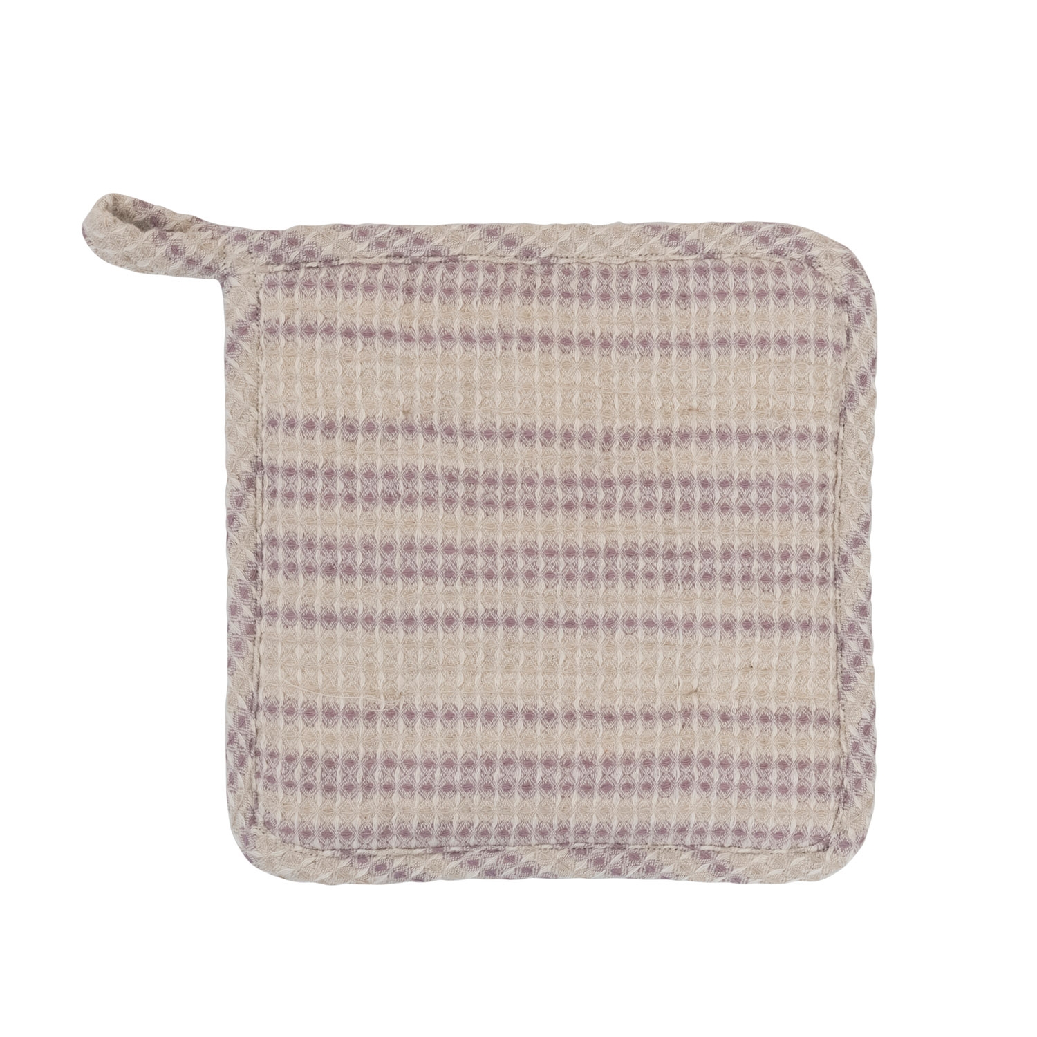 Square Cotton waffle weave Potholder, Natural and Lilac Color - Image 0
