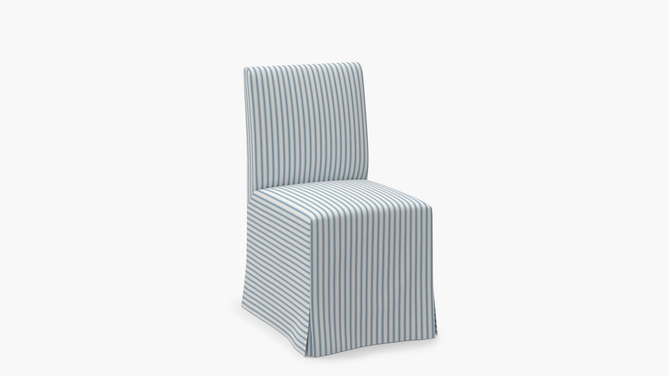 Slipcovered Signature Dining Chair, Cornflower Classic Ticking Stripe - Image 1