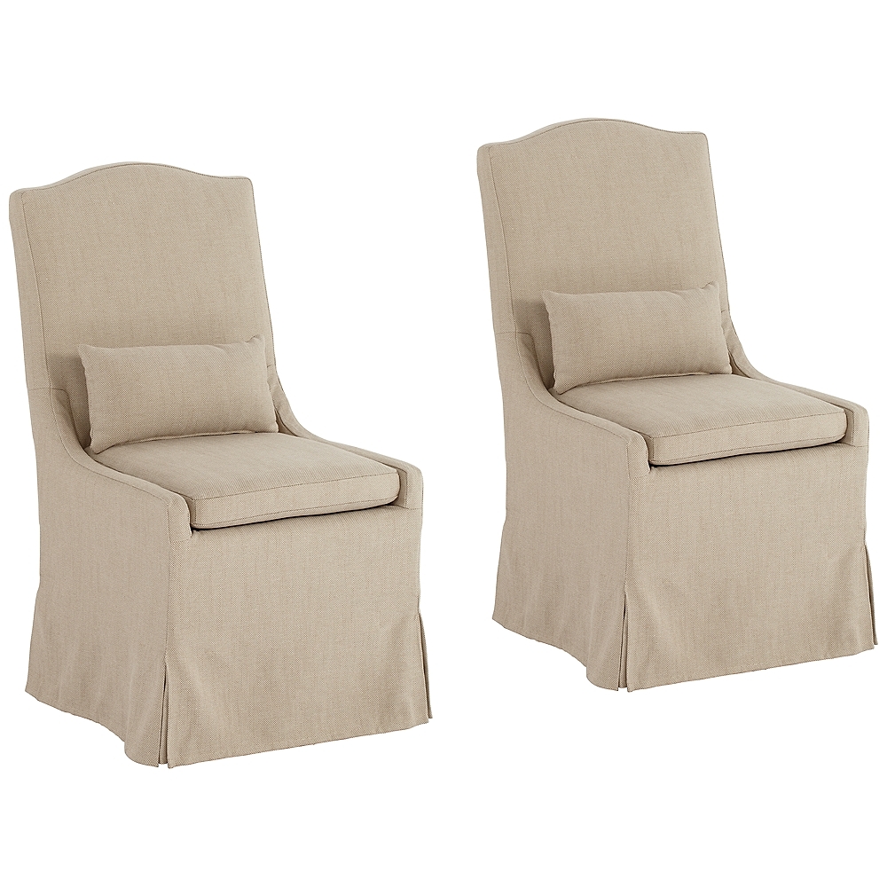 Juliete Hamlet Pebble Tan Slipcover Dining Chairs Set of 2 - Image 0