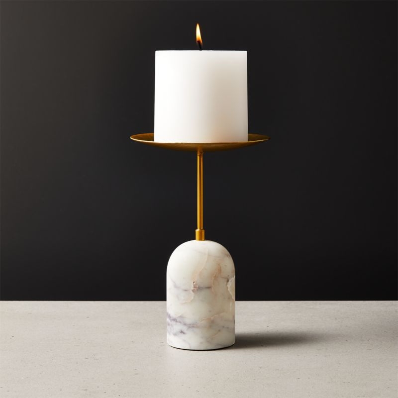 Numa Marble & Brass Candle Stands, Set of 2 - Image 2