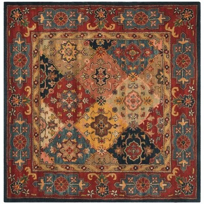 Balthrop Oriental Handmade Tufted Wool Red/Blue/Cream Area Rug - Image 0