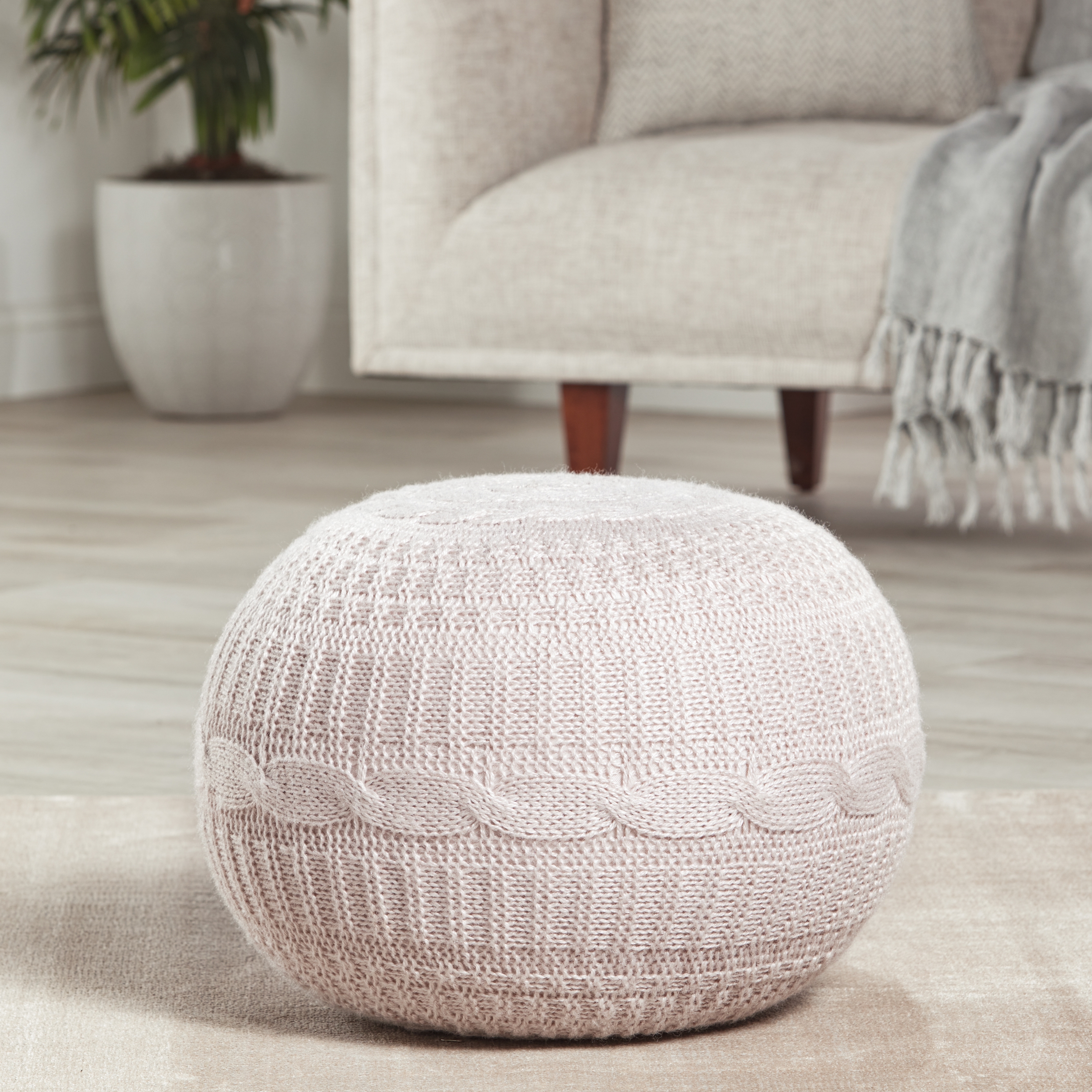 Vibe by Georgia Solid Silver Round Pouf - Image 2