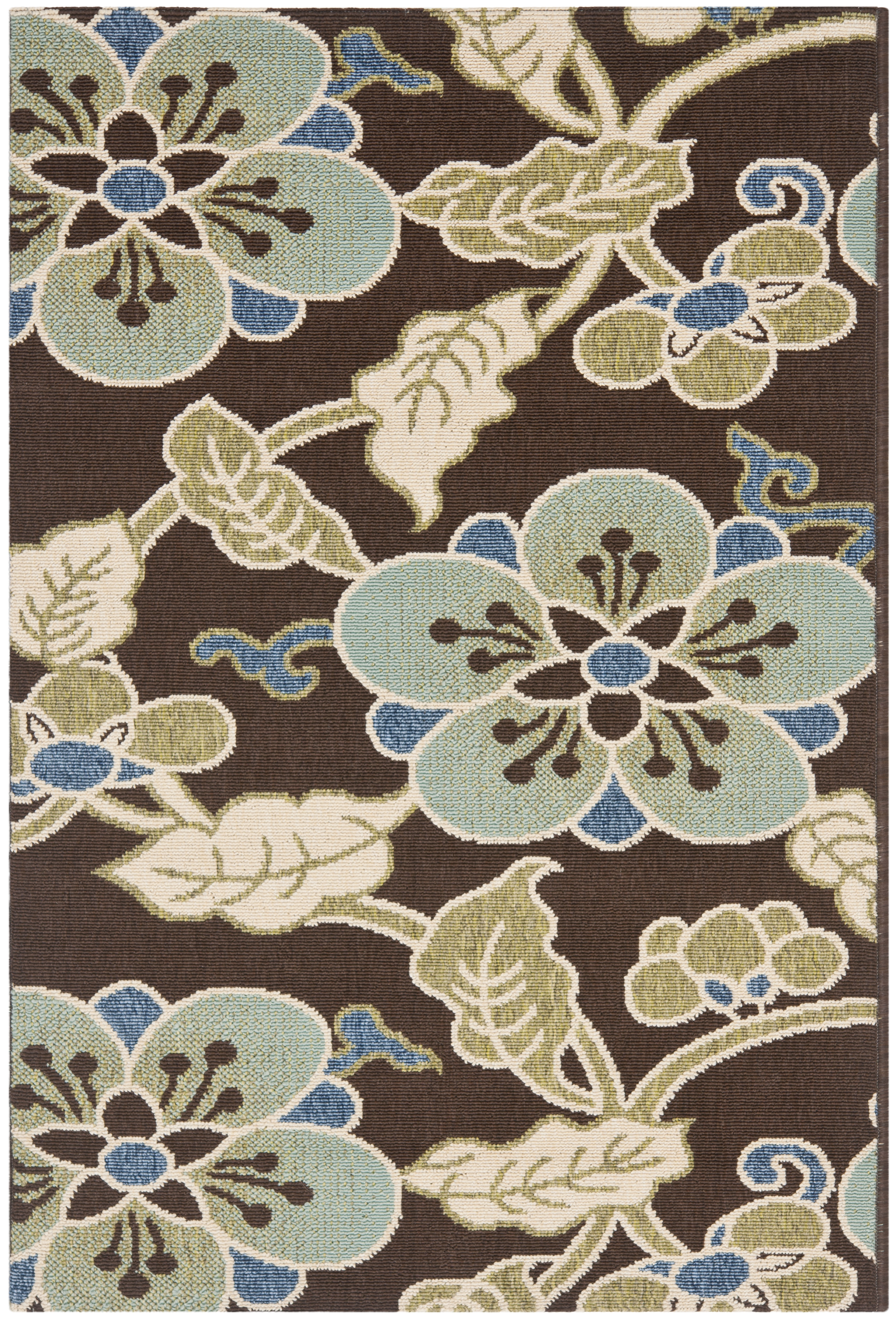Arlo Home Indoor/Outdoor Woven Area Rug, VER001-0623, Chocolate/Aqua,  4' X 5' 7" - Image 0