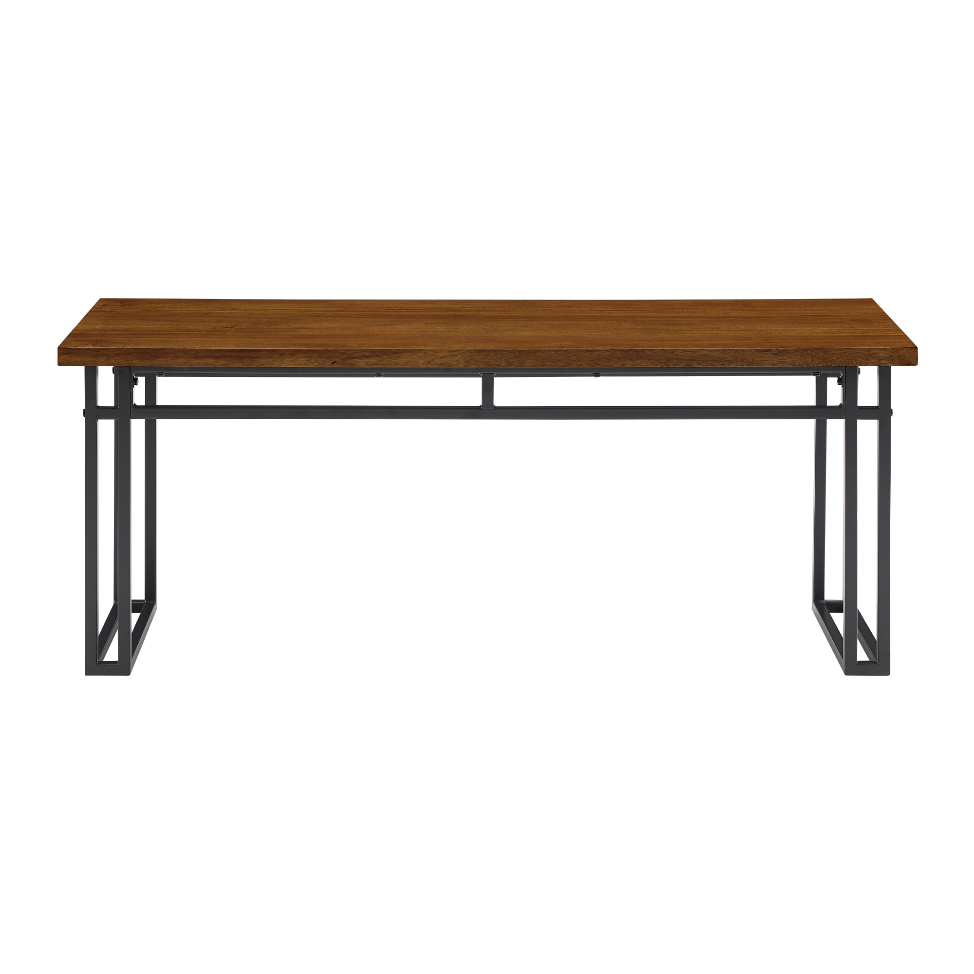 Contemporary Dual-Metal Leg Solid Wood Veneer Dining Bench – Walnut  - Image 3