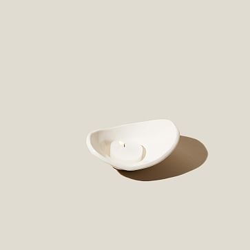 Cy Tea Light Candleholder Stoneware Ceramic White 4.5X1.75X3.5 - Image 0
