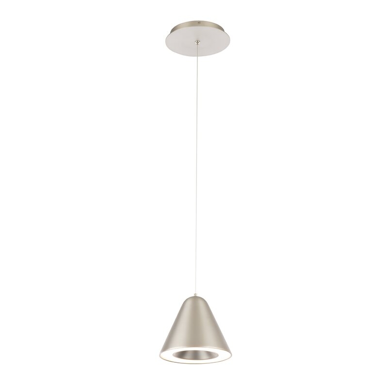 dweLED 1 - Light Single Cone LED Pendant Finish: Satin Nickel, Shade Color: Satin Nickel - Image 0