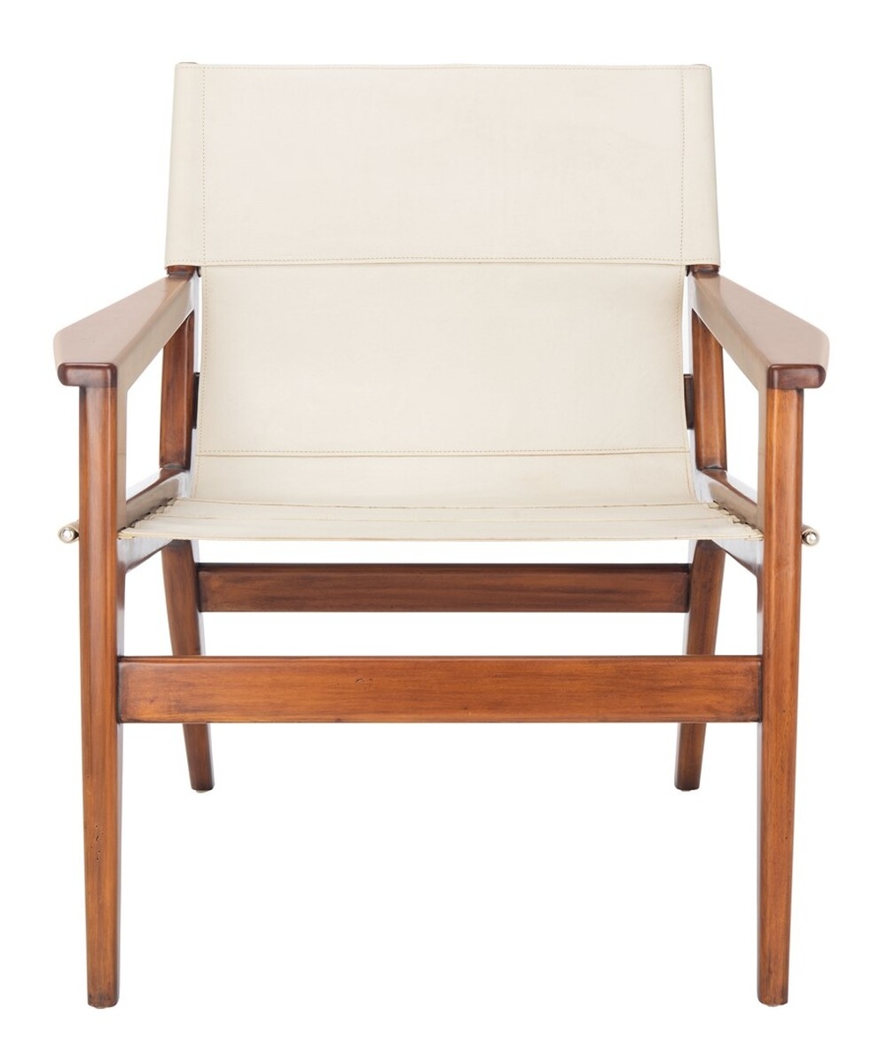Culkin Leather Sling Chair - White - Safavieh - Image 0