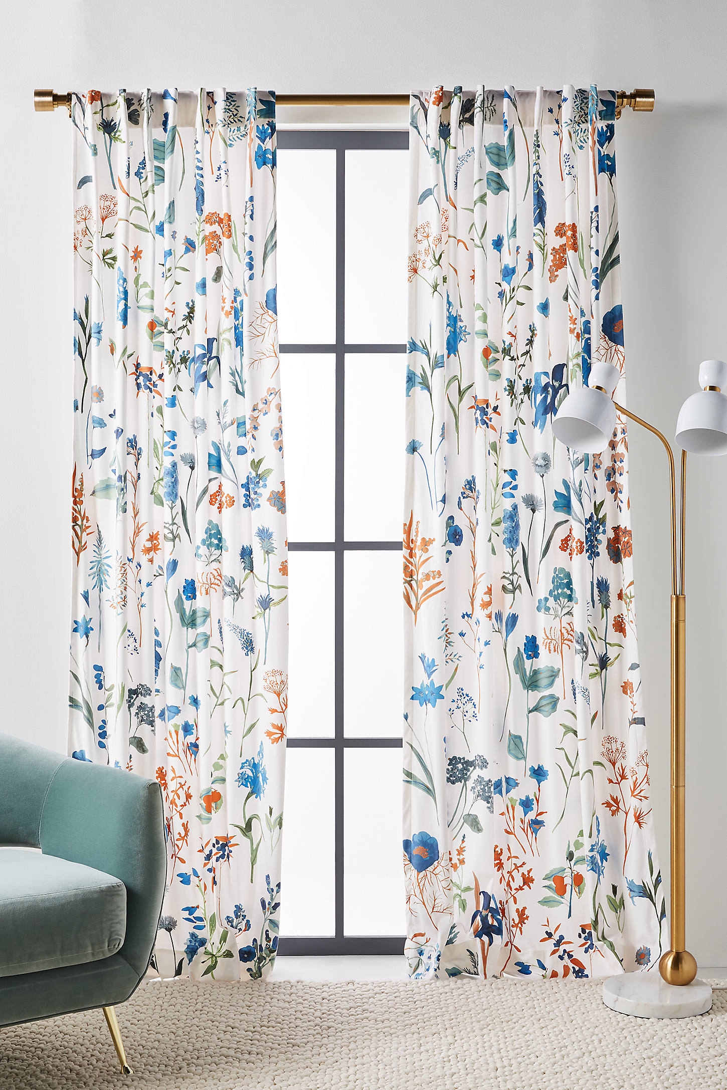 Layne Velvet Curtain By Anthropologie in White Size 108" - Image 0