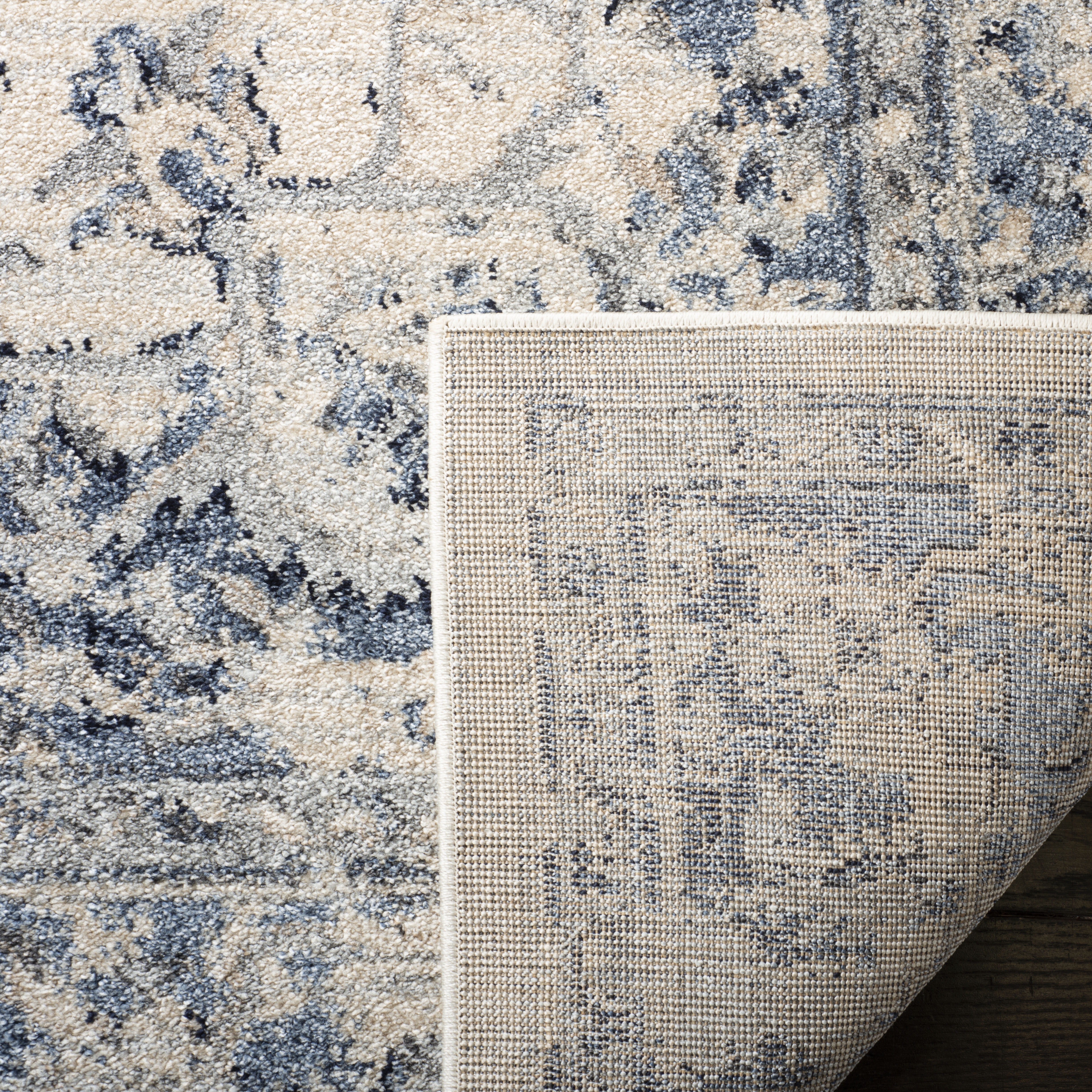 Arlo Home Woven Area Rug, CHL411A, Ivory/Navy,  6' 7" X 6' 7" Square - Image 2