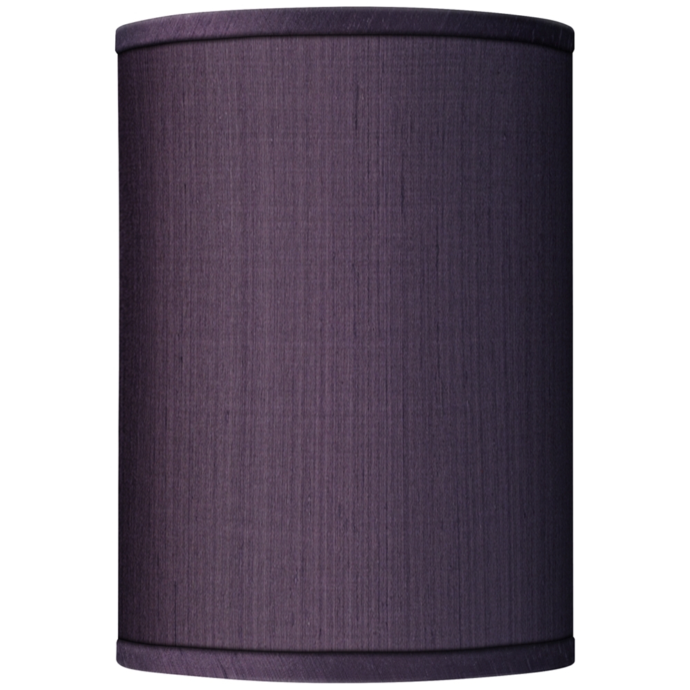 Possini Euro Eggplant Purple Faux Silk Cylinder Lamp Shade 8x8x11 (Spider) - Image 0