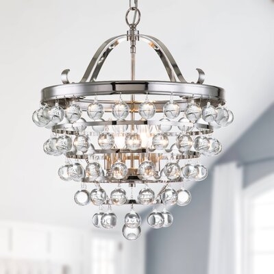 4-Light Candle Style Tiered Chandelier With Crystal Spheres - Image 0