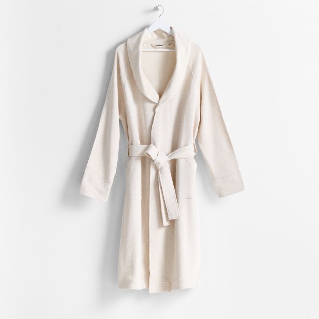 Organic L/XL Cotton Jersey Heathered Ivory Bath Robe - Image 0