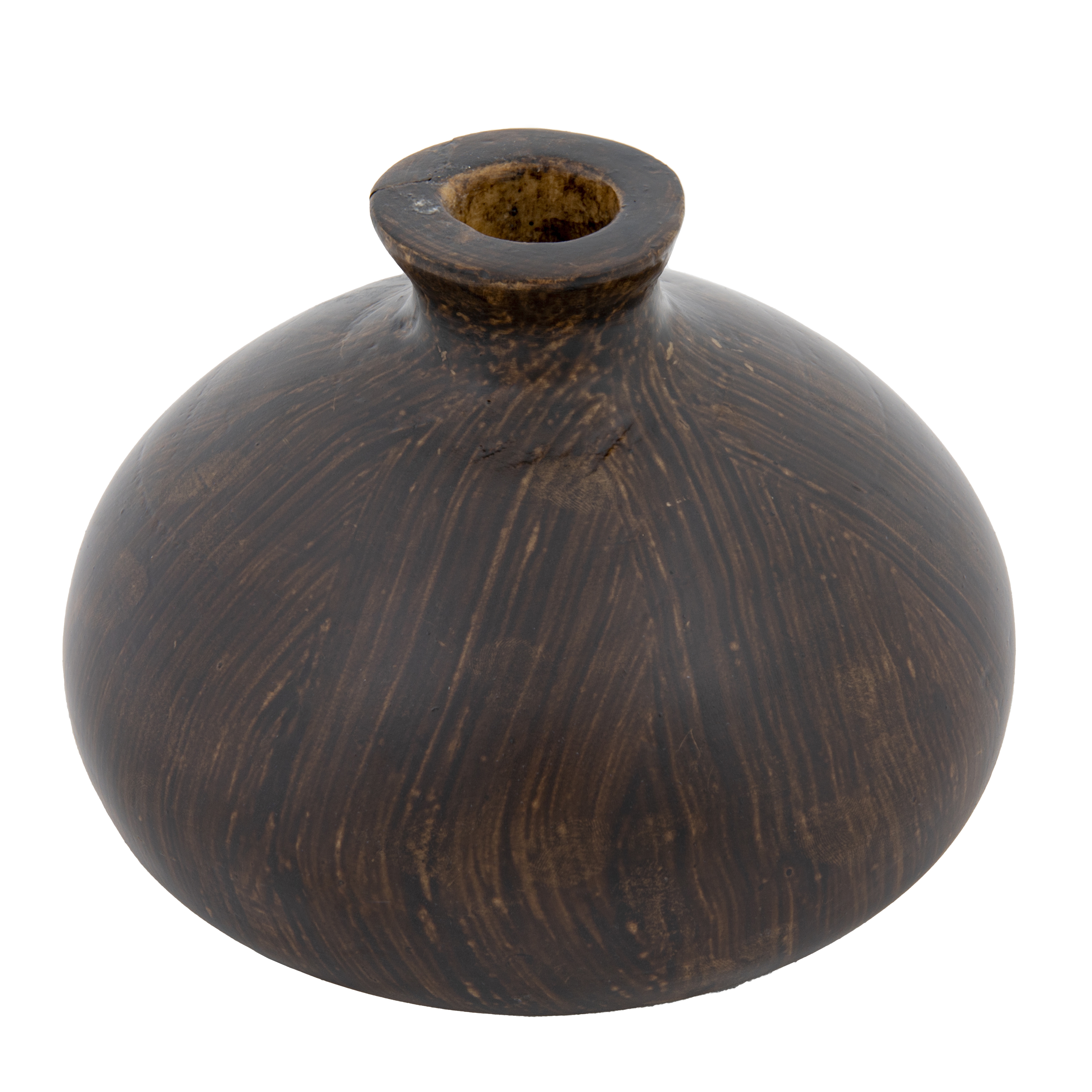Decorative Paulownia Wood Vase, Espresso Finish - Image 0