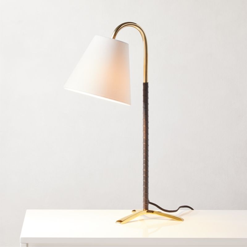 Barnes Leather Table Lamp, Brass & Black - Image 3