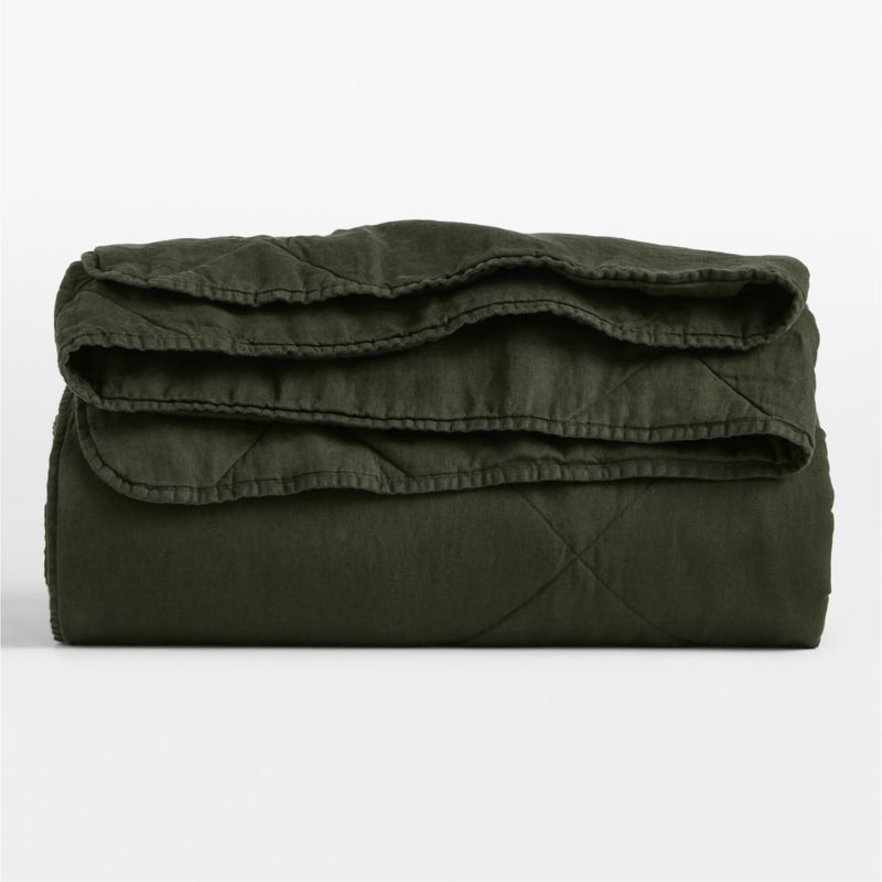 Aire Natural EUROPEAN FLAX ™-Certified Linen Ficus Green Full/Queen Quilt - Image 1
