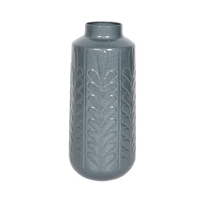 Mikasa 18-Inch Blue Leaf Embossed Metal Vase - Image 0