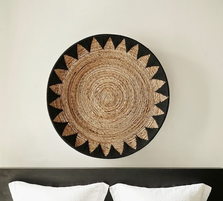Sunny Handwoven Basket Wall Art, Black, 37"W - Image 3