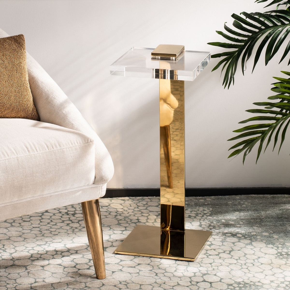 Mars Acrylic Drink Table - Clear/Brass - Image 1