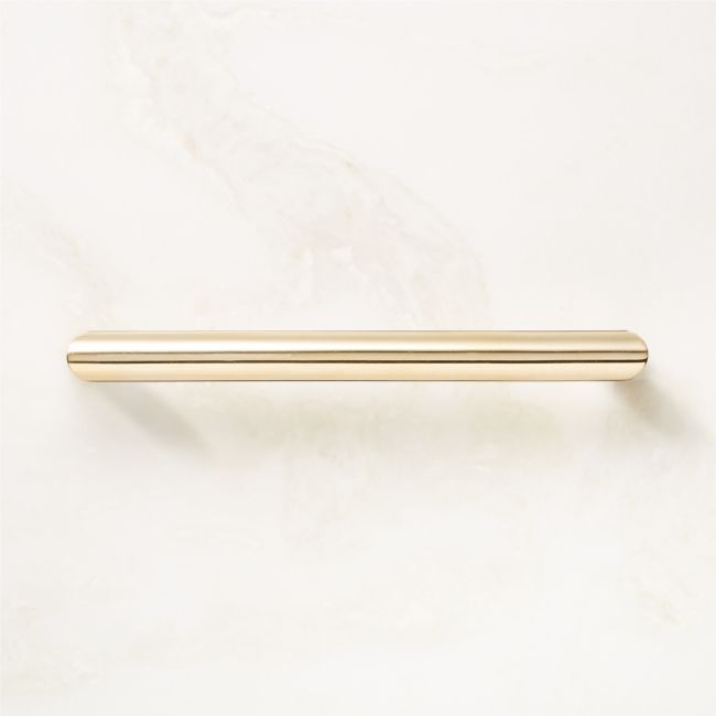 Curveaux Unlacquered Polished Brass Cabinet Handle 6'' - Image 0