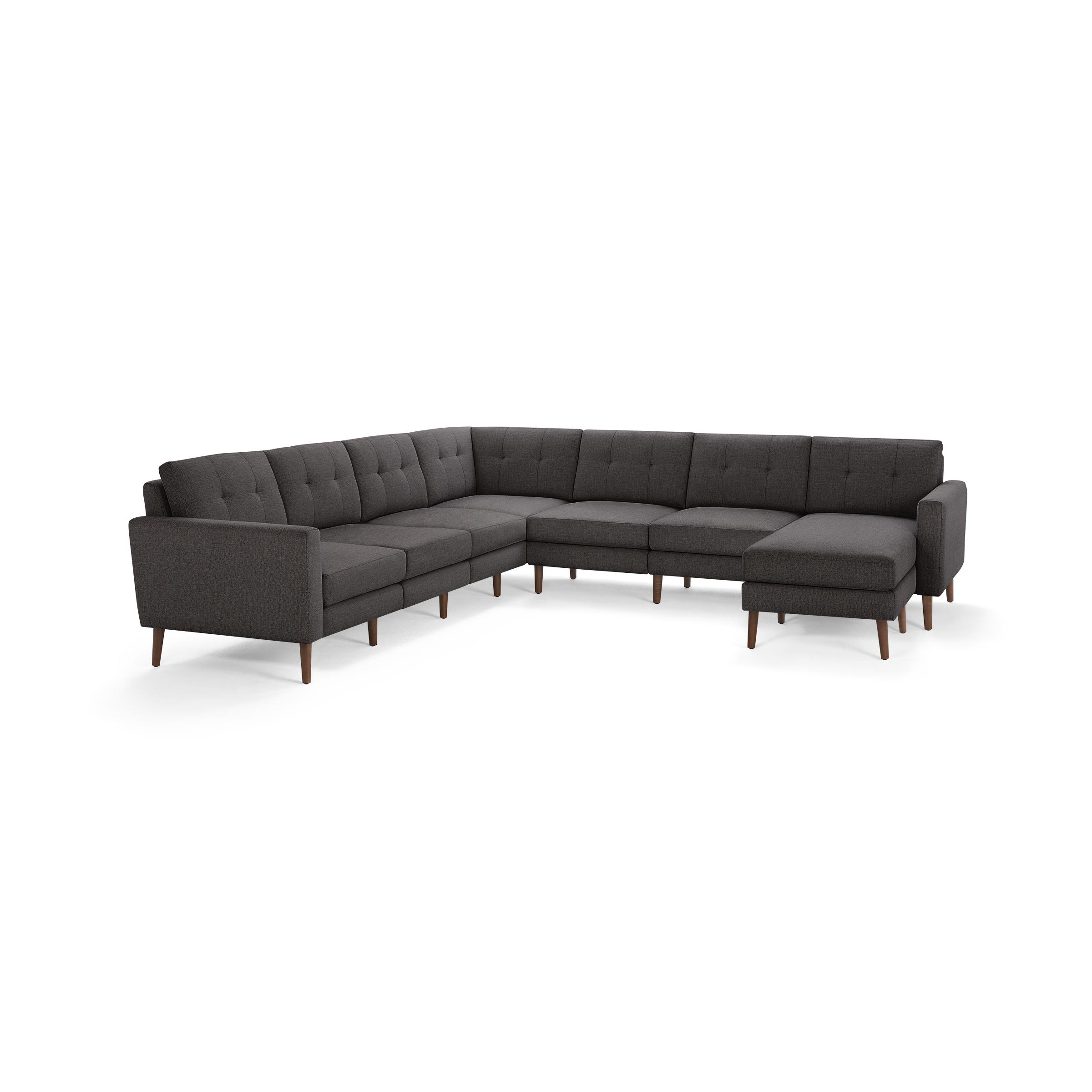 Burrow Nomad 7-Seat Corner Sectional Sofa with Chaise, Leg Finish: WalnutLegs - Image 0