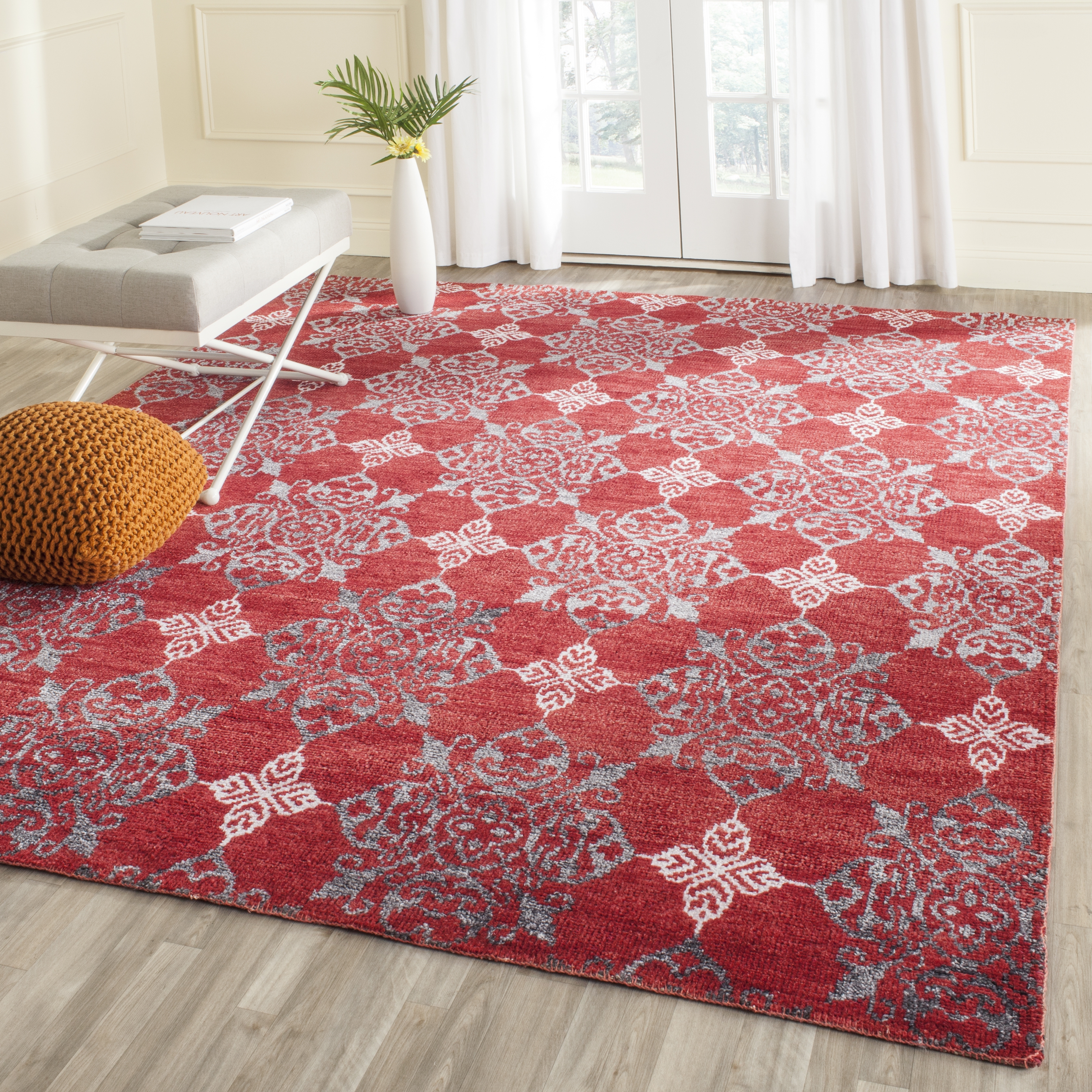 Arlo Home Hand Knotted Area Rug, STW243A, Red/Ivory,  8' X 10' - Image 1