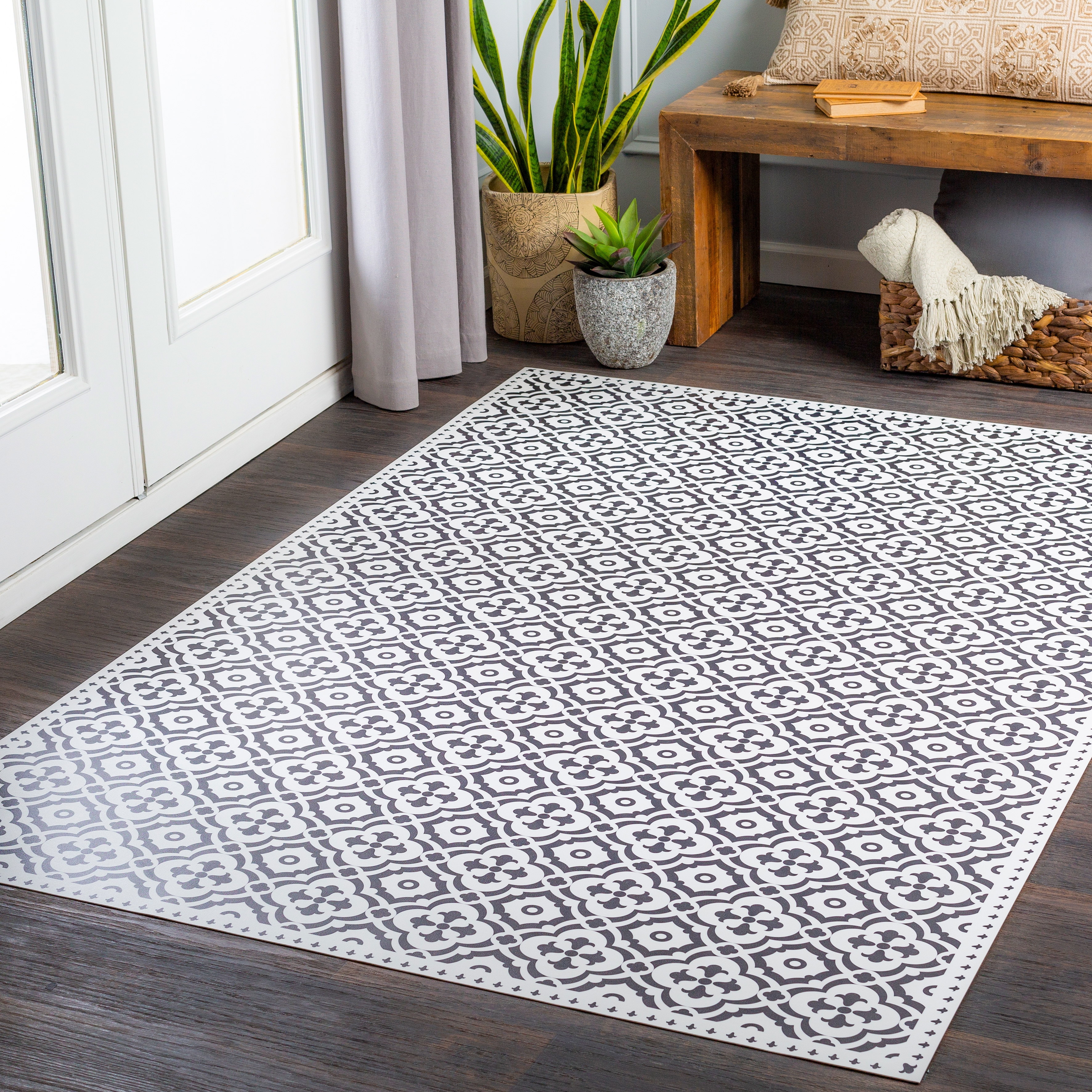 Vinilo White Indoor 2' x 3'11" Machine Woven Rug - Image 1