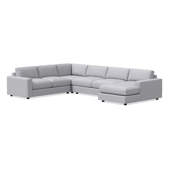 Urban 3-Seat Left Arm 4-Piece U-Shape Sectional, Eco Weave, Dove, Concealed Support - Image 0