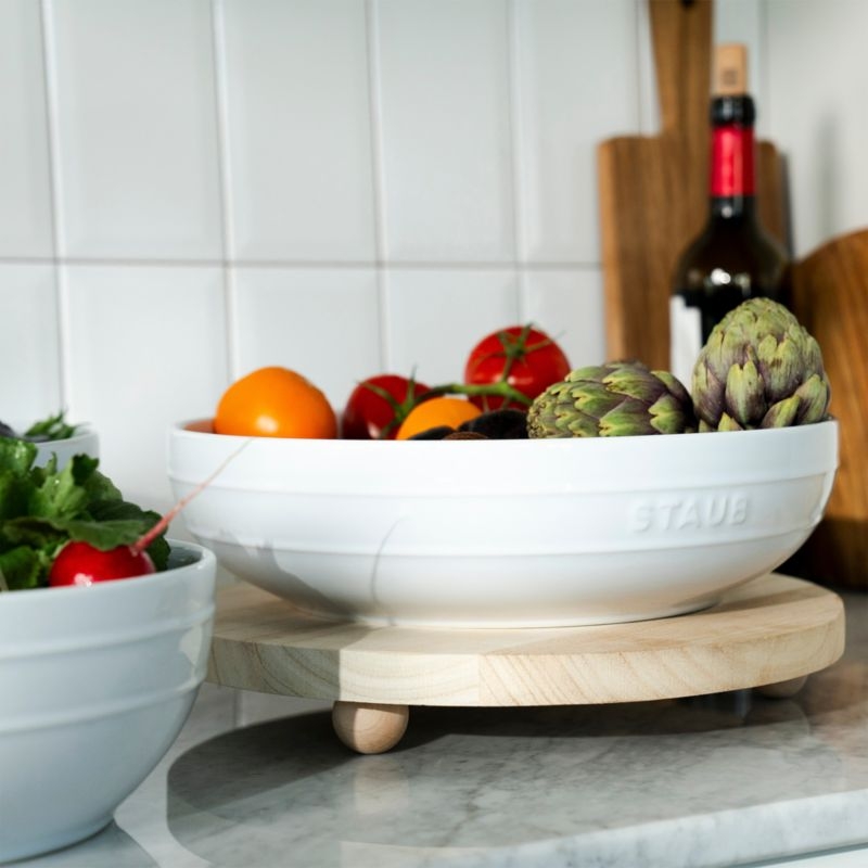 Staub 11.5" White Stoneware Shallow Serving Bowl - Image 3