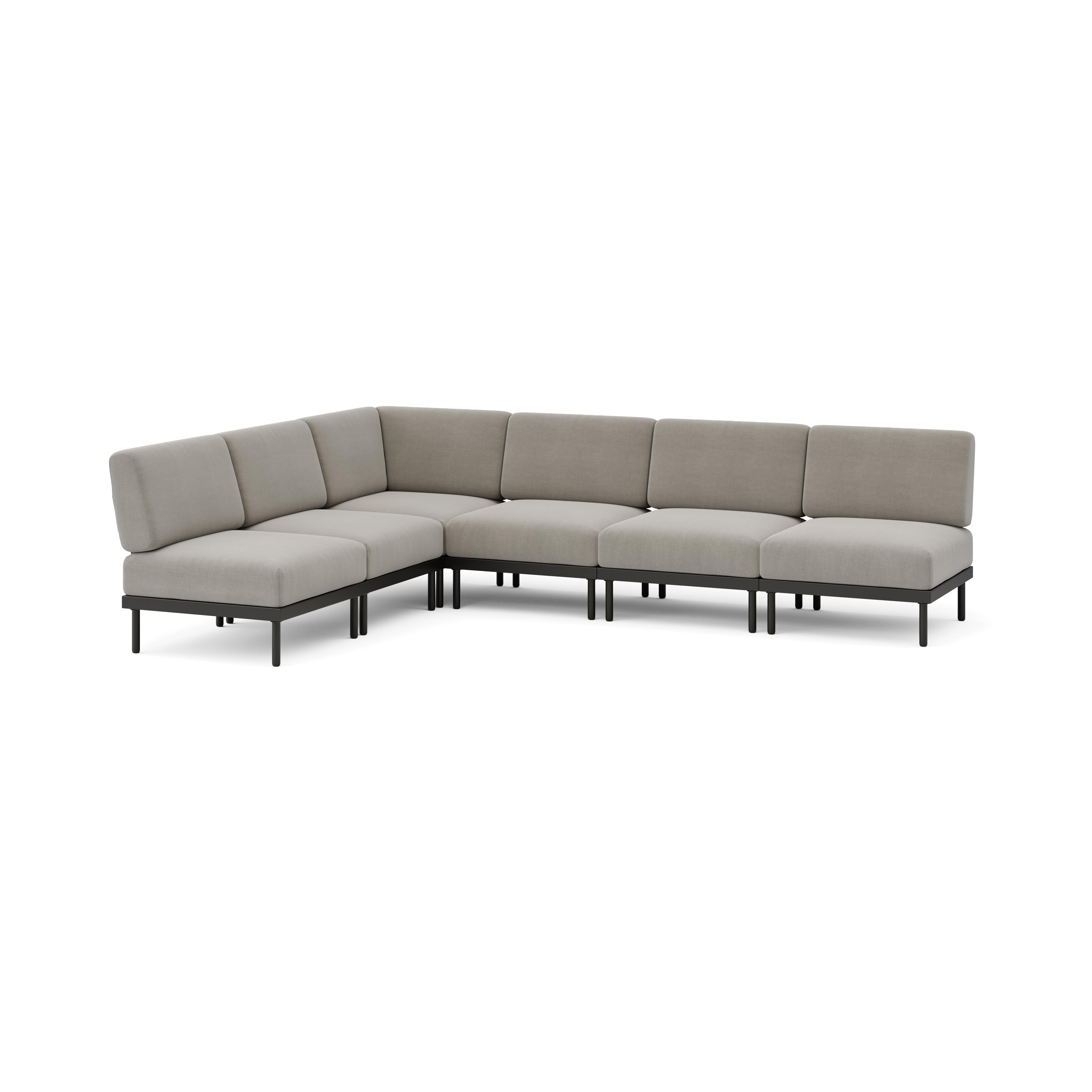 Relay Outdoor 6-Piece Armless Sectional - Shale - All Weather Fabric - Image 0