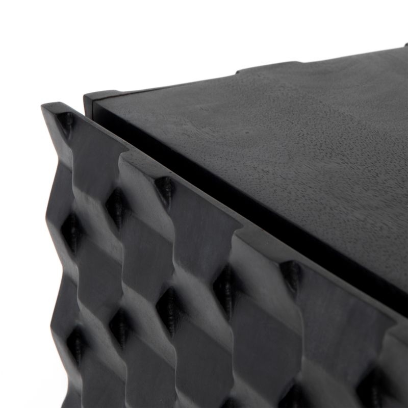 Raffael 39" Black Carved Wood Bar Cabinet with Storage - Image 8