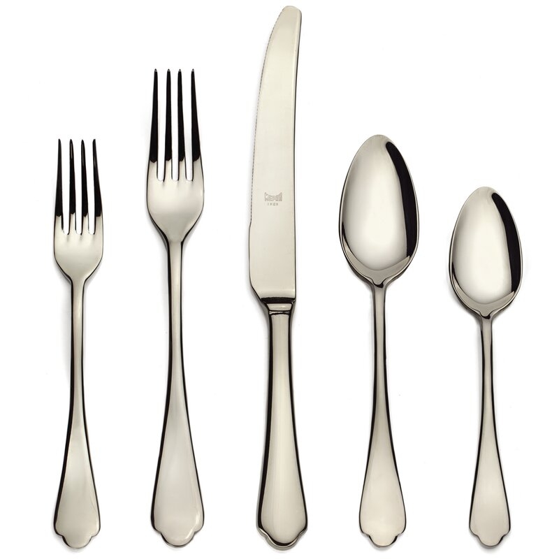  Dolce Vita 5 Piece 18/10 Stainless Steel Flatware Set, Service for 1 Finish: Champagne - Image 0
