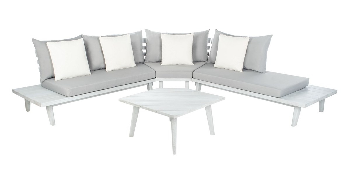 Lansen 4 Pc Corner Living Set - Grey/Gry + Solid P - Safavieh - Image 0
