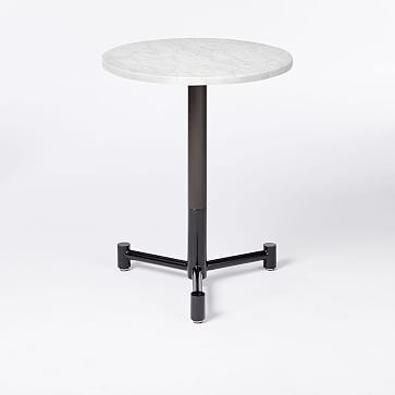 White Marble Round Bistro Table, 24", Orbit Dining, Bronze - Image 5