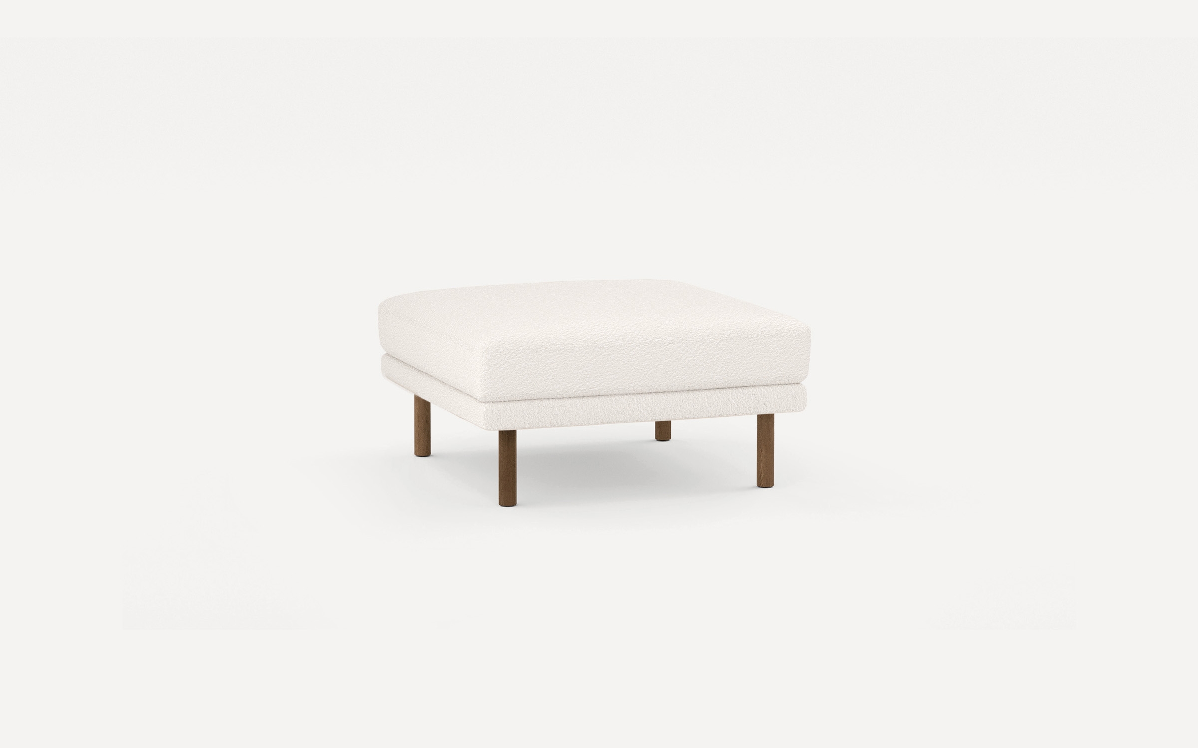 Field Ottoman - Ivory - Performance Boucle / Walnut - Wood - Image 0