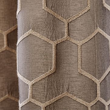 Honeycomb Jacquard Curtain, Mocha, 48"x84" - Image 1
