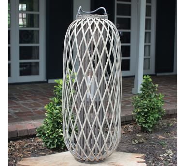 Tall Willow Lantern - Gray, Small, 14"H - Image 1