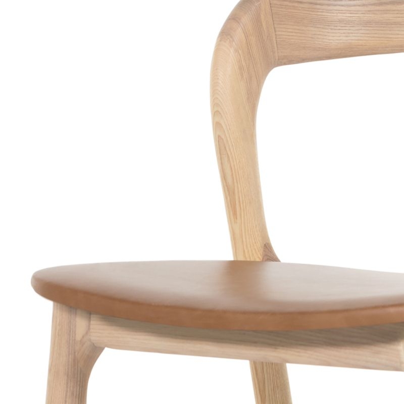 Gillie Natural Wood and Leather Dining Chair - Image 7